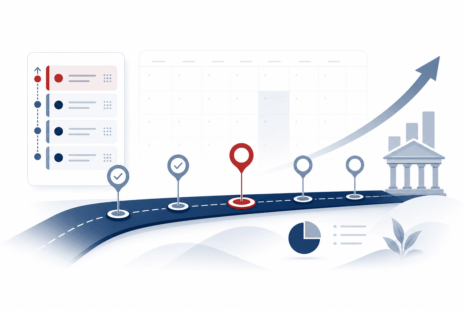 Illustration: Roadmap mit priorisierten Initiativen und Meilensteinen