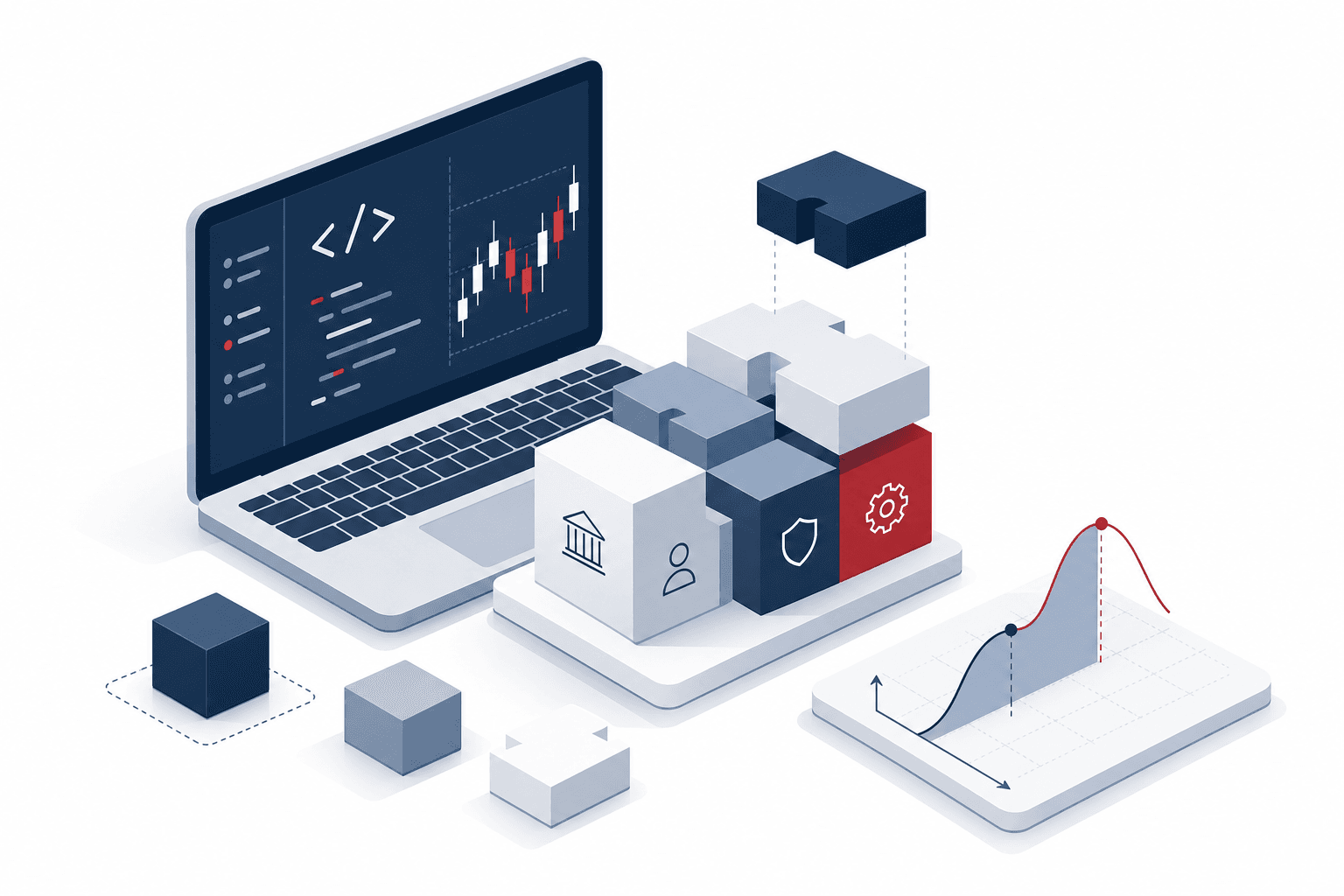 Illustration: Massgeschneiderte Software-Entwicklung für Banking-Lösungen
