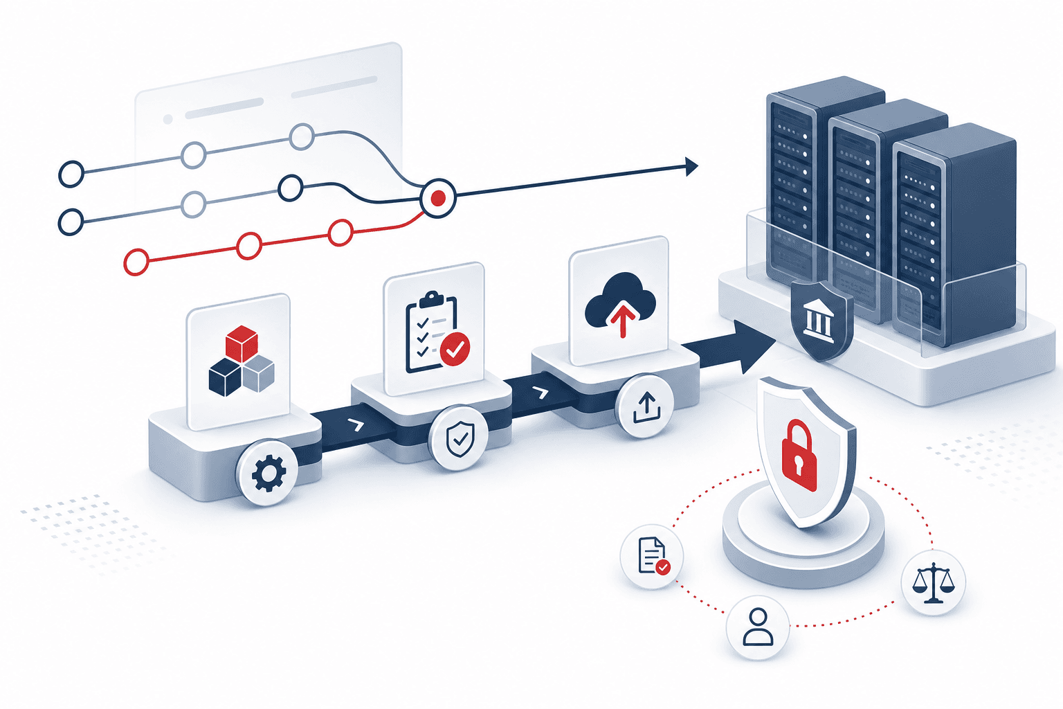 Illustration: CI/CD-Pipeline für sichere Deployments in Banking-Umgebungen